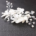 Miniatyrbillede 3 af 5: Elegant Bryllup Krystal Brud Hårkam Hårpynt Perle