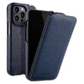 MELKCO För iPhone 14 Pro Litchi Textur Mobilskal Äkta Kohud PC Vertikalt Flipfodral-FA-