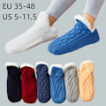 Miniatyrbilde 1 av 6: Kvinners strikkede tøffelsokker Myke fuzzy sokker Antislip sokker Vinter innendørs Dobbeltlags Sovesokker Blå Blue M 5 -6 years