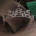 Miniatyrbillede 1 af 5: Prinsesse Krystal Tiaraer Rhinestone Hårbøjle SVART black