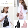Miniatyrbilde 6 av 9: Liten Sling Ryggsekk for Dame Brystveske Svart black