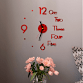 Miniatyrbild 3 av 5: 3D-spegelväggklocka Modern design Kreativ akrylkvartsvägg Red