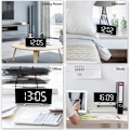 Miniatyrbillede 3 af 5: 7 tommer digital vækkeur Buet dæmpbar LED elektronisk tal WHITE WHITE one size