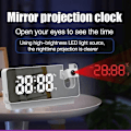 Miniatyrbild 2 av 3: LED-spegelprojektionsväckarklocka termometer digital snooze roterad display USB