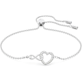 Miniatyrbilde 1 av 5: KCVV Armbånd - armbånd for damer - hjerteformet armbånd - 28 cm - justerbart armbånd - hvitt gull