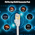 Miniatyrbillede 3 af 5: 30m langt Ethernet-kabel, Cat 7 højhastigheds fladt internetkabel 30 meter netværkskabel Hvid 10gbps 600mhz Rj45-kabel 100ft Shielde