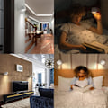 Miniatyrbillede 6 af 7: Væglampe LED-lampe Genopladeligt batteri Væglampetter Dæmpbar med 3 farvetilstande 3 lysstyrker 360° roterbar berøringskontrol Væglamper til soveværelse White