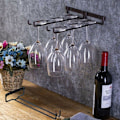 Miniatyrbillede 2 af 5: Vinglasstativ Hængende Hyldeholder Hanger Organizer Under Cabinet Opbevaring 2PCS Sort black