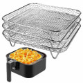 Miniatyrbillede 1 af 7: Airfryer-stativ Tre-lags stabelbart dehydratorstativ i rustfrit stål