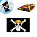 Pikkukuva 4 / 5: 90*150CM Polyester Pirat Monkey D. Luffy Skalle Flagga One Piece 150cm