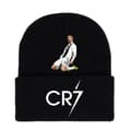 Gos- Fodbold Ronaldo CR7 trykt strikket sort hue 5-FA2-