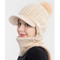 Miniatyrbillede 2 af 5: En-stykke Slouchy Fleece Hue Halsklæde Maske Varmt Vinter Strikket Hue Tyk Skull Ski Hue