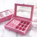 Miniatyrbillede 2 af 2: Luksuriøs Rosa Smykkeskrin: Transparent Lås, Perfekt Opbevaring pink 296