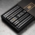 Miniatyrbillede 1 af 5: 5 par halkfria återanvändbara sushiätpinnar i legeringsgravyr