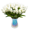 Miniatyrbillede 1 af 3: 30 stk kunstige tulipaner Blomster Real Touch Tulipaner Holland Pu Buket Latex Blomst Hvid (hvid)