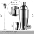 Miniatyrbillede 3 af 5: 24 oz Cocktailshaker Bar Set - Professionel Margarita Mixer Drink Shaker og Mål Jigger & Blandingsske Sæt