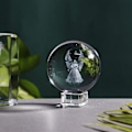 Miniatyrbillede 4 af 5: 6 cm krystal 3D skytsengel statue med krystalbase, boligindretningsdekorationer, mindegave til en speciel person - FA6 -