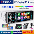 Miniatyrbillede 1 af 5: Enkelt DIN 5\" Bilstereo Radio Trådløs Apple CarPlay Android Auto Bluetooth USB-XF7-