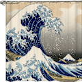 Miniatyrbillede 1 af 3: Japansk Badeværelsesgardin The Great Wave uden for Kanagawa