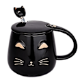 Miniatyrbillede 1 af 5: Smuk keramisk kaffekop med låg og smuk rustfri ske, 400 ml kaffemælk tekop.