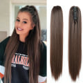 Pikkukuva 3 / 11: Synteettinen pitkä suora kynsihäntä peruukki Clip In Hair n Hairp dark brown One-size
