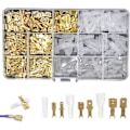 Miniatyrbild 1 av 4: Hane Hona Spade Connector Elektrisk Wire Crimp Terminal Block Hane Hona Platt Anslutning med isolerande hylsa För Electric Wire Crimp, Golden,
