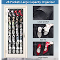 Miniatyrbillede 2 af 5: 28 Store Lommer Over Dør Sko Opbevaring Organiser Garderobe Skostativ Net Hængende Opbevaring Sko Hængere Holder Organiser Black