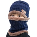 Miniatyrbilde 5 av 5: Barn vinter varm strikket solid skihue skjerf Navy Blue