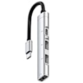Pikkukuva 1 / 9: Type-C-telakointiasema 3,5 mm liitäntään USB2.0 TypeC HUB 4-in-1-jakaja USB C-sovitin UDisk-näppäimistöön Silver 0.03