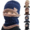 Miniatyrbilde 3 av 10: Barnvinterlue og skjerf i strikket ull Khaki