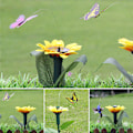 Miniatyrbillede 3 af 10: Solcelledrevet Dansende Flade Sommerfugle Flyvende Kolibri Haveplanter Blomster Stake Have Græsplæne Dekoration Mix Farve Hummingbird Mix Color