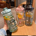 Miniatyrbillede 1 af 5: 2 liters vandflaske med sugerør Store bærbare rejseflasker Blue