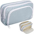 Miniatyrbillede 1 af 7: Aprikos Pennetui med Lommer Stor Pennetui Multifunktionel Pennetui Preppy Pennetui Papirvarer Organizer Æstetiske Makeuptasker Blue