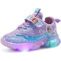 Miniatyrbillede 1 af 6: Elsa sko, prinsessesko, pigesko med lysende lys, børns LED-sneakers, drenge- og pigesko i let mesh-stof, cross-training sko, casual børnesneakers C Lilla 22 C Purple