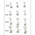Miniatyrbillede 1 af 2: 3 stk Labret med sten i samme størrelse, Kirurgisk Stål 3mm sten,8mm lång