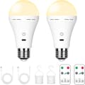 Rechargeable LED Bulbs - 7W E27 with Remote Control & Touch Dimmer | Emergency Light for Camping (Warm White) 2-pack-FA-