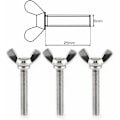 Miniatyrbillede 2 af 5: 25 stk. vingemøtrikker M6 X25 mm vingskrue med metrisk bolt 304 rustfrit