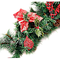 Miniatyrbillede 3 af 4: 9 fods Rød Dekoreret Julegirland med 80 Varmt Hvide LED Batteridrevne Lys
