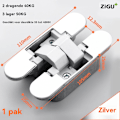Pikkukuva 3 / 5: Piilotettu saranat - 180 asteen avaus 3D säädettävät Piilotetut saranat - 40 kg kantavuus - Hopea
