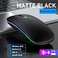 Miniatyrbillede 1 af 5: Trådløs mus Bluetooth-kompatibel / 2.4G To forbindelsestilstande Genopladelig RGB-mus Gamer Stille mus til bærbar computer Two Modes Black