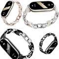 Miniatyrbilde 6 av 6: Kompatibelt med Xiaomi Mi Band 8 Armbånd, Utbyttebånd Åpen Design Rustfritt Stål Ring Lærkjede Belte Pustende Elegant Armbånd for Kvinner Black