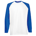 Miniatyrbillede 1 af 2: Fruit Of The Loom Herre Langærmet Baseball T-shirt L Hvid/Royal Blå L White/Royal Blue