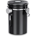 Miniatyrbild 1 av 5: Lufttät kaffeburk 1 kg - kaffebönbehållare av rostfritt stål med CO2-ventil - med mätsked (2,8 L svart)