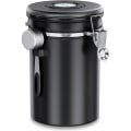 Miniatyrbillede 1 af 5: Lufttæt kaffebøtte 1 kg - kaffebønnebeholder i rustfrit stål med CO2-ventil - med måleske (2,8 L sort)