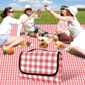 Waterproof 200x200cm Picnic Blanket Red Plaid Soft Outdoor Mat with Handle Portable Foldable Camping Beach Gear-FA-