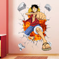 Miniatyrbilde 1 av 2: 3D One Piece Luffy Selvklebende Veggdekorasjon Guttekammer Kreativ Graffiti Tegneserie Klistremerke PVC