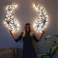 Pikkukuva 2 / 5: 1 Pari Metallisia Enkelivartta Seinätaidetta LED-valoilla, Metallisia Enkelivartta Seinäkoristeita, Enkelivartta Seinäveistos Taidetta Seinäkoristeeksi Kotiin Toimistoon