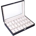 Miniatyrbillede 1 af 4: Watchbox Klockboks til 24 ure PU læder - sort med hvid syning black 2519