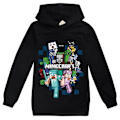 Miniatyrbilde 1 av 2: Barnas Tegneserie Hoodie Casual Langarmet Genser Minecraft Grafisk Trøye for 5-12 år Gutter Jenter - Xin Svart Black 5-6Years