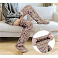 Miniatyrbilde 2 av 5: Teddy Legs Strømper, Koselige Strømper, Over Kne Høye Fuzzy Plysj Tøfler Strømper, Varme Over Kne Sko, Fuzzy Ben, Lange Fuzzy Strømper brown